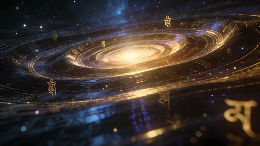 Bhagavad Gita Summary 1.13 cosmic vibration waves expanding from a central light source