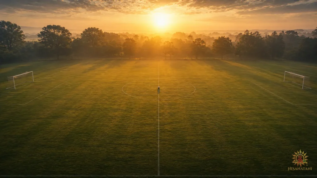 A football resting at midfield before play begins, Bhagavad Gita Summary 1.24, showing Decision Making in Bhagavad Gita and Bhagavad Gita for Career Decisions.
