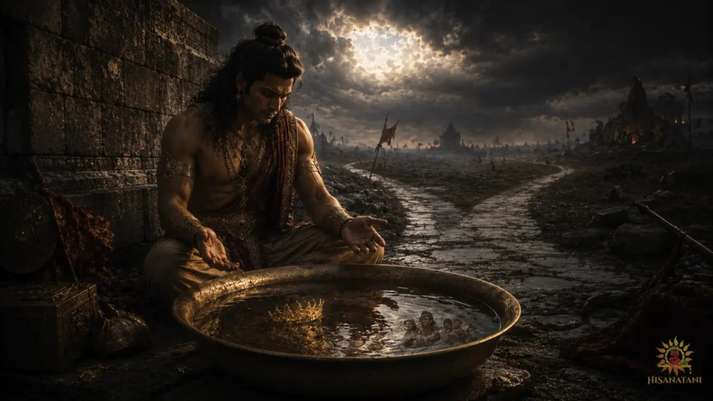 A warrior faces turbulent reflections — Bhagavad Gita 1.45 Summary, Arjuna dilemma and Gita wisdom.