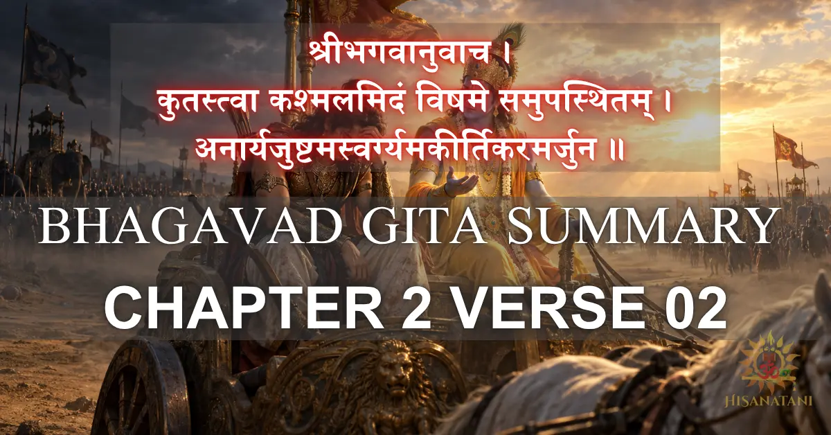 Arjuna lowers his bow as Krishna brings clarity to his crisis — Bhagavad Gita 2.2 Summary, self-doubt, Krishna teachings