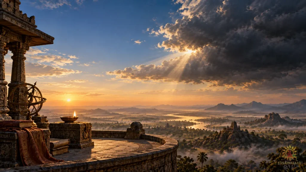 A dark cloud crosses an endless sky above a steady lamp — Bhagavad Gita 2.2 Summary, inner balance, self-doubt